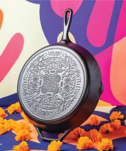 12 Inch Seasoned Cast Iron Butterfly Sugar Skull Skillet