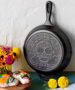10.25 Inch Seasoned Cast Iron Sugar Skull Skillet